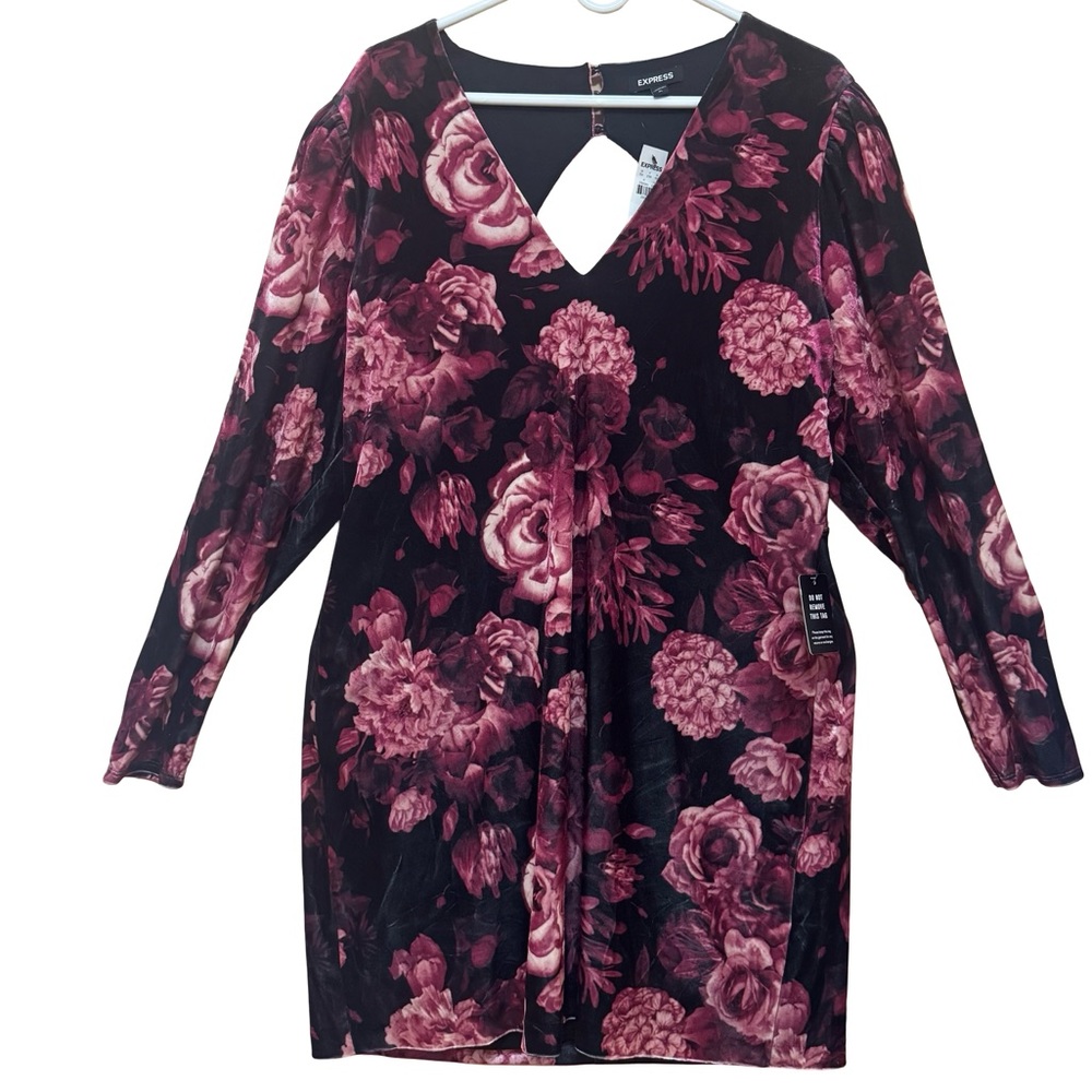 Express Black Pink Patterned Dress Womens XL BNWT Chic Party Event Style